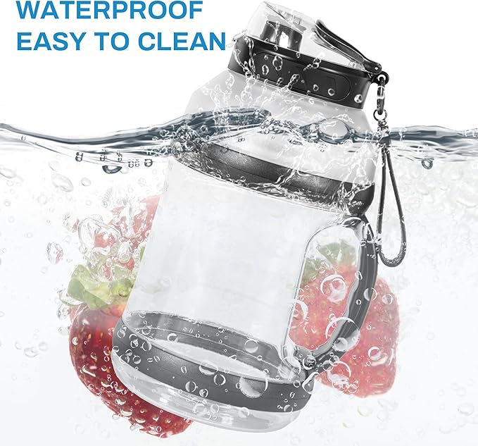 Portable Blender for Shakes & Smoothies 1800ML, Rechargeable Personal Blender with Travel Lid for Kitchen 4000mAh, Waterproof Blender Cup with Six Blades for Sport/Home/Office/Gym (Black)