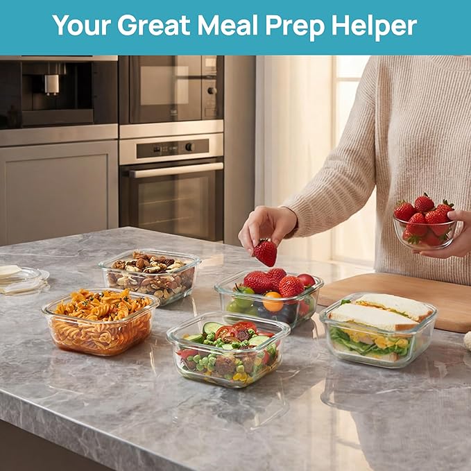 5Pack 17.5oz Glass Storage Containers with Lids
