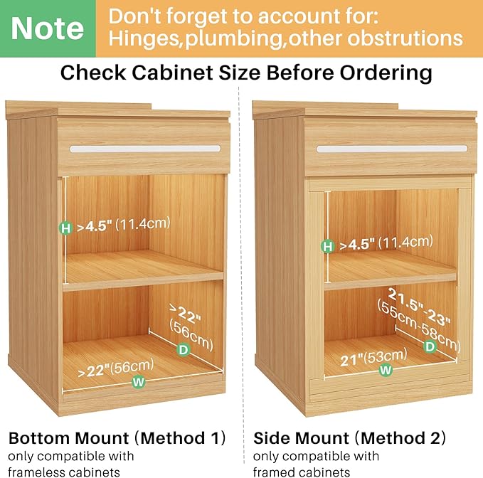 2Pack Pull Out Cabinet Organizer, Soft Close Wooden Slide Out Drawers for Pots, Full-extension Roll Out Shelves for Kitchen Cabinets, Pantry Organization, Bottom and Side Mount( 21"W X 21"D x 3.4''H)