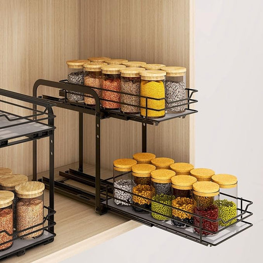 Spice Rack Organizer for Cabinet, 5.5''Wx10.5''Dx9.5''H