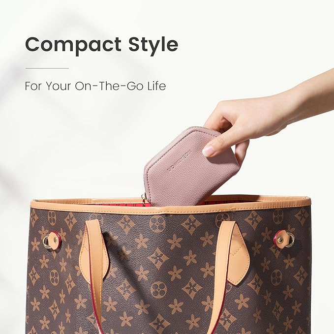 ROWNYEON Small Makeup Bag for Purse, Mini Portable Cosmetic Bags for Women, PU Leather Coin Purse Lipstick Cosmetic Accessories Organizer, Travel Makeup Pouch Zipper Pouch for Men Women