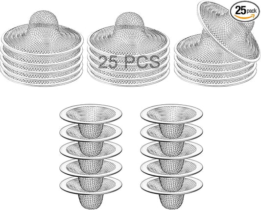 25PCS Bathroom Mesh Sink Drain Strainer