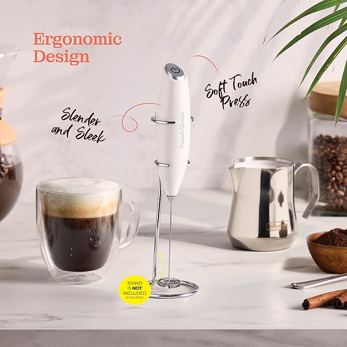 Powerful Handheld Milk Frother, Mini Milk Foamer, Battery Operated (Not included) Stainless Steel Drink Mixer for Coffee, Lattes, Cappuccino, Frappe, Matcha, Hot Chocolate.