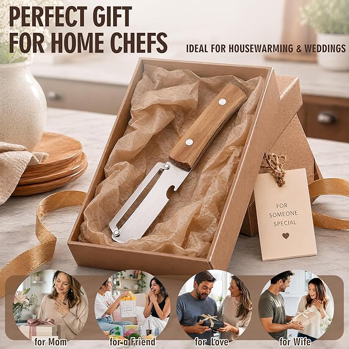 Vegetable Peeler, Multi Functional Premium 2-in-1 Potato Peelers, with Wooden Handle & Bottle Opener, Stainless Steel Kitchen Tool for Fruit Potato Pumpkin Papaya, Pare Necessary Kitchen Tools 1 Pcs