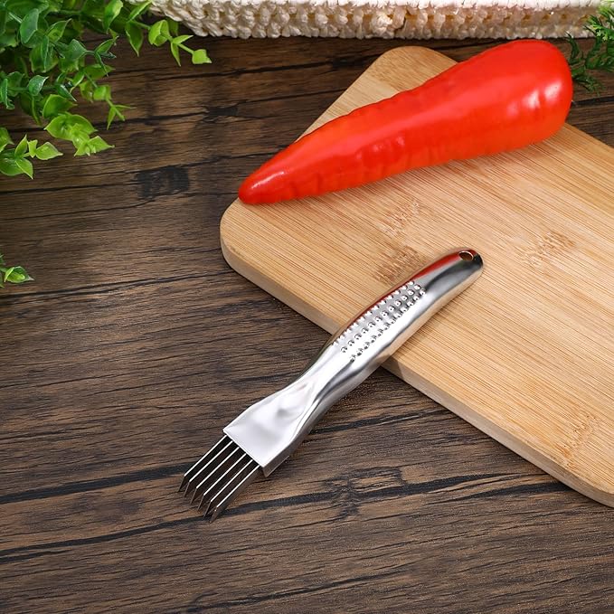 Green Onion Knife with Stainless Steel Blade,Garlic Slicer,Green Onion Slicer Shredder Knife,Kitchen Tool Vegetable Cutter Sharp 6 Blade,6.4''X0.8'',Non-slip Handle