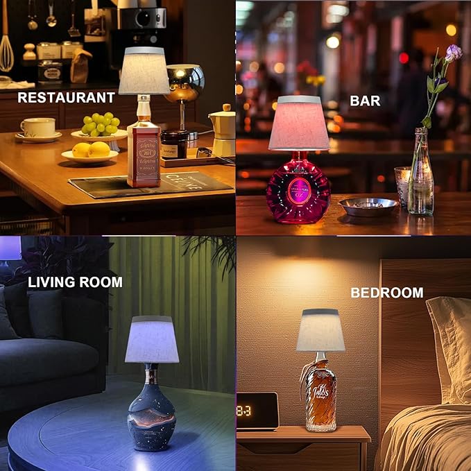 Wireless Bottle Lamp,Small Bedside Table Lamp,RGB LED Bottle Light with Remote Dimmable(RGB White Gray, 1pc)