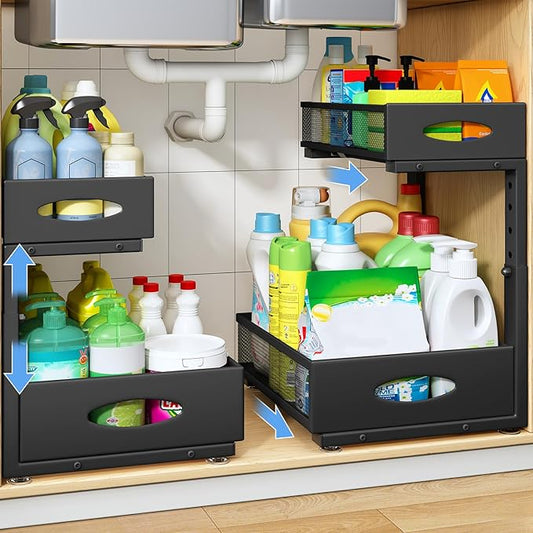 Under Sink Organizer, Black, 1 Pack