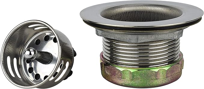 Plumb Pak 878PC Keeney Stainless Steel Junior Duo Bar Sink Strainer with Basket, Fits 2-Inch or 2-1/2-Inch Openings, Polished Chrome