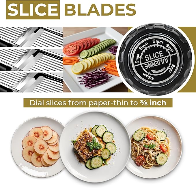 Gramercy Mandoline Food Slicer, Vegetable Cutter, Potato Slicer, Mandolin for Kitchen, Veggie Cutter, Cucumber Tool - Comes with One Pair Cut-Resistant Gloves