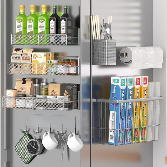 Magnetic Spice Rack for Refrigerator, 7 Pack Metal Magnetic Shelf, HM5471