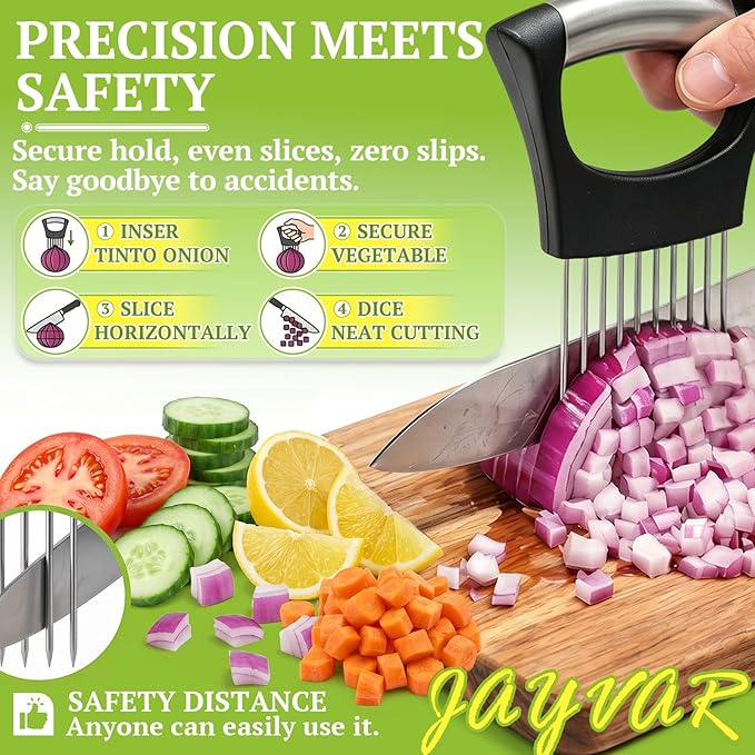 Hendiy Onion Holder for Slicing and Large Crinkle Cutter French Fry Cutter, Onion Slicer Veggie Chopper, Tomato Slicers Potato Wavy Chopper, Kitchen Food Slicer（One Onion Slicers & One Potato Cutter）