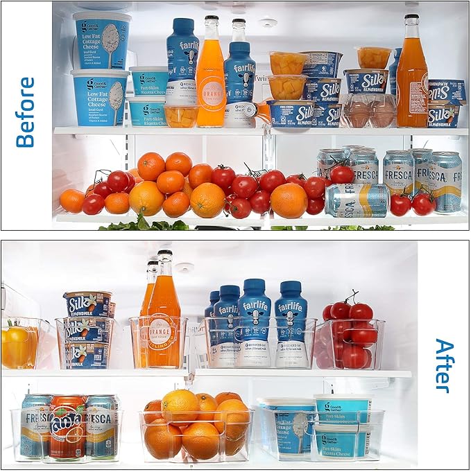 Fridge Organizer - 10 Pieces refrigerator organizer bins - Pantry Organization and Storage for Fridge & Refrigerator- BPA Free Freezer Organizer Bins