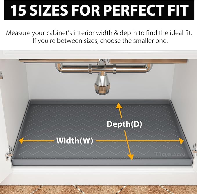 TigeJoy 40" x 19" Under Sink Mats for Kitchen Waterproof, Leak-Proof Silicone Mat Sink Protector and Cabinet Liner, Kitchen Essentials Organizer and Storage, Boot or Shoe Tray, Pet Feeding Mat