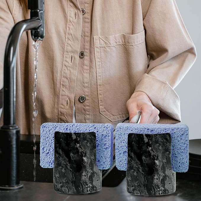 Marble Sponge Holder Sink Sponge Caddy for kichen counter Drying Rack for Sink Organizer Black Modern Stone Kitchen Sink Caddy