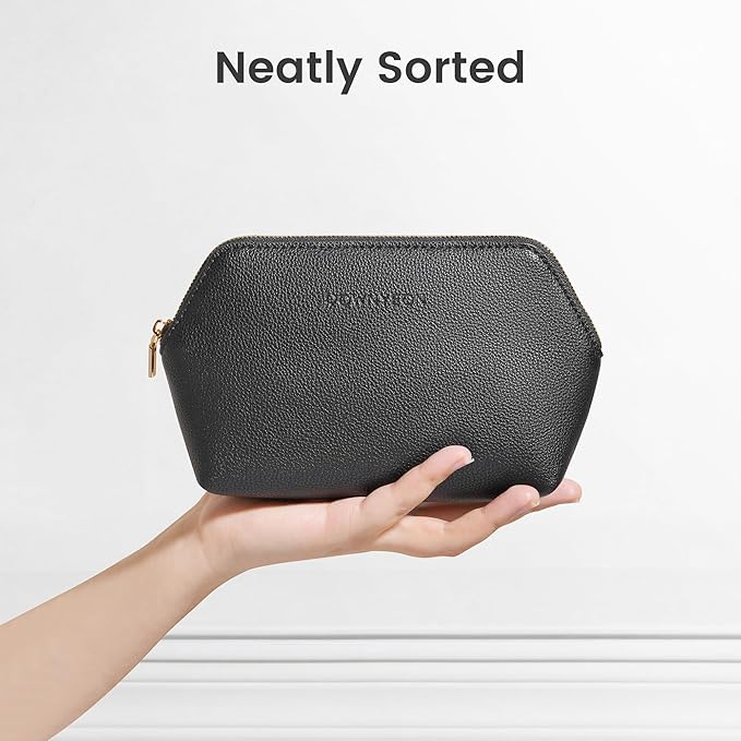ROWNYEON Small Makeup Bag for Purse, Mini Portable Cosmetic Bags for Women, PU Leather Coin Purse Lipstick Cosmetic Accessories Organizer, Travel Makeup Pouch Zipper Pouch for Men Women