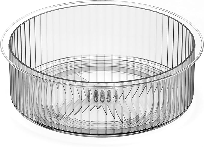 Oggi 10" Fluted Lazy Susan Turntable Organizer – Clear Rotating Cabinet Organizer for Kitchen, Pantry, Fridge, Bathroom, Spices, Perfume, Makeup & More – Stylish Storage & Organization