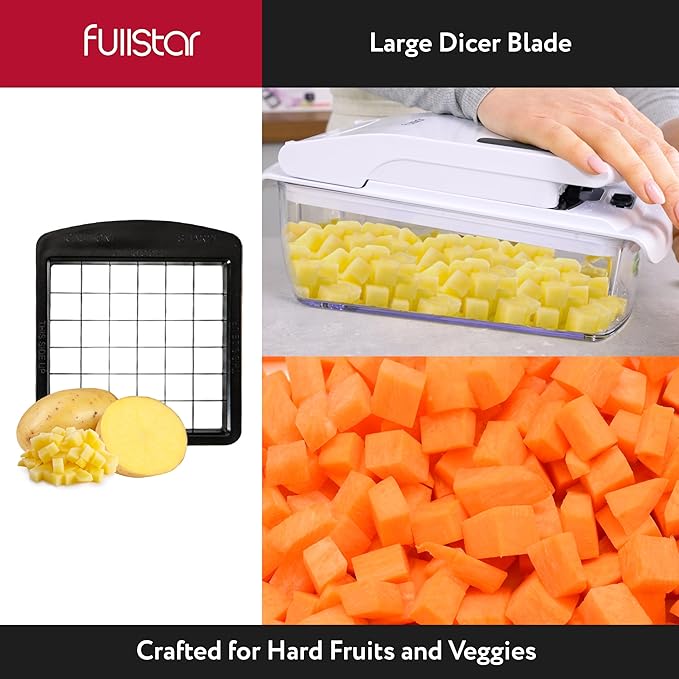 Fullstar Blade Replacement Set – Only Compatible with Select Fullstar Vegetable Chopper Models – 2pc Insert Set for Large Dice (Potatoes, Apples) & Small Dice (Onions, Tomatoes) – 3.9 x 4.4 inches