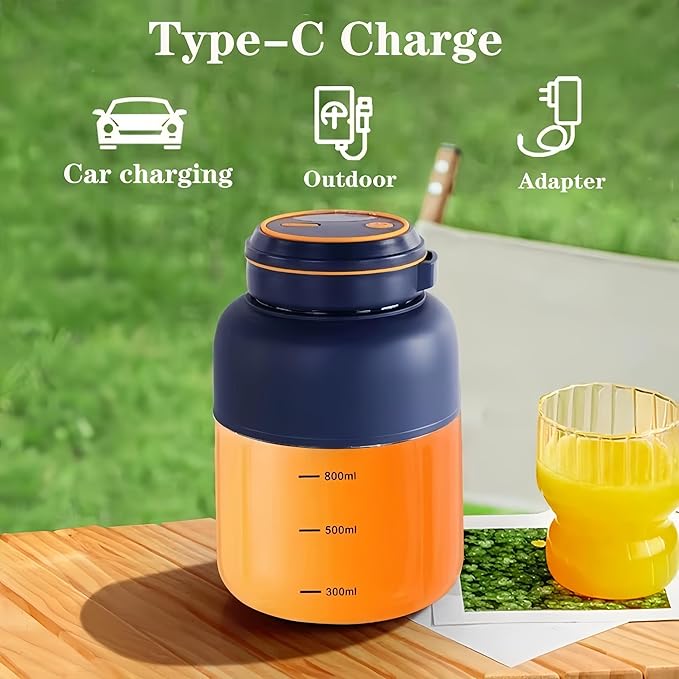 Portable Wireless Juicer Cup, 28/45Oz 180W 38 Blades USB Rechargeable Blender, Dual Lid Leakproof Compact Travel Juicer Cup for Shakes Fruits Vegetables Office Outdoor (White-800ml)