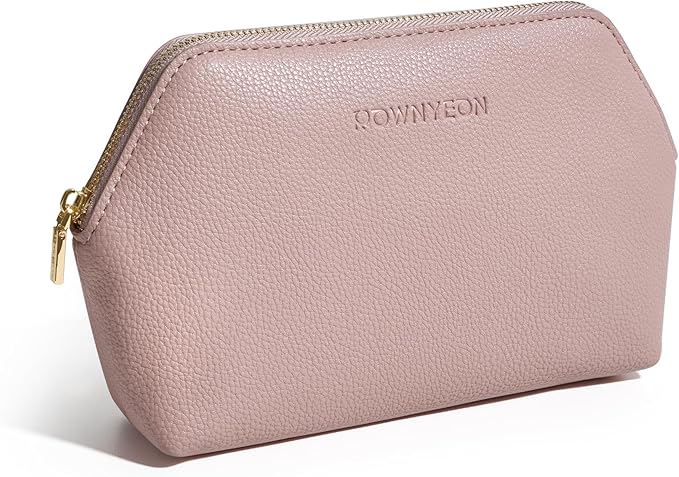ROWNYEON Small Makeup Bag for Purse, Mini Portable Cosmetic Bags for Women, PU Leather Coin Purse Lipstick Cosmetic Accessories Organizer, Travel Makeup Pouch Zipper Pouch for Men Women