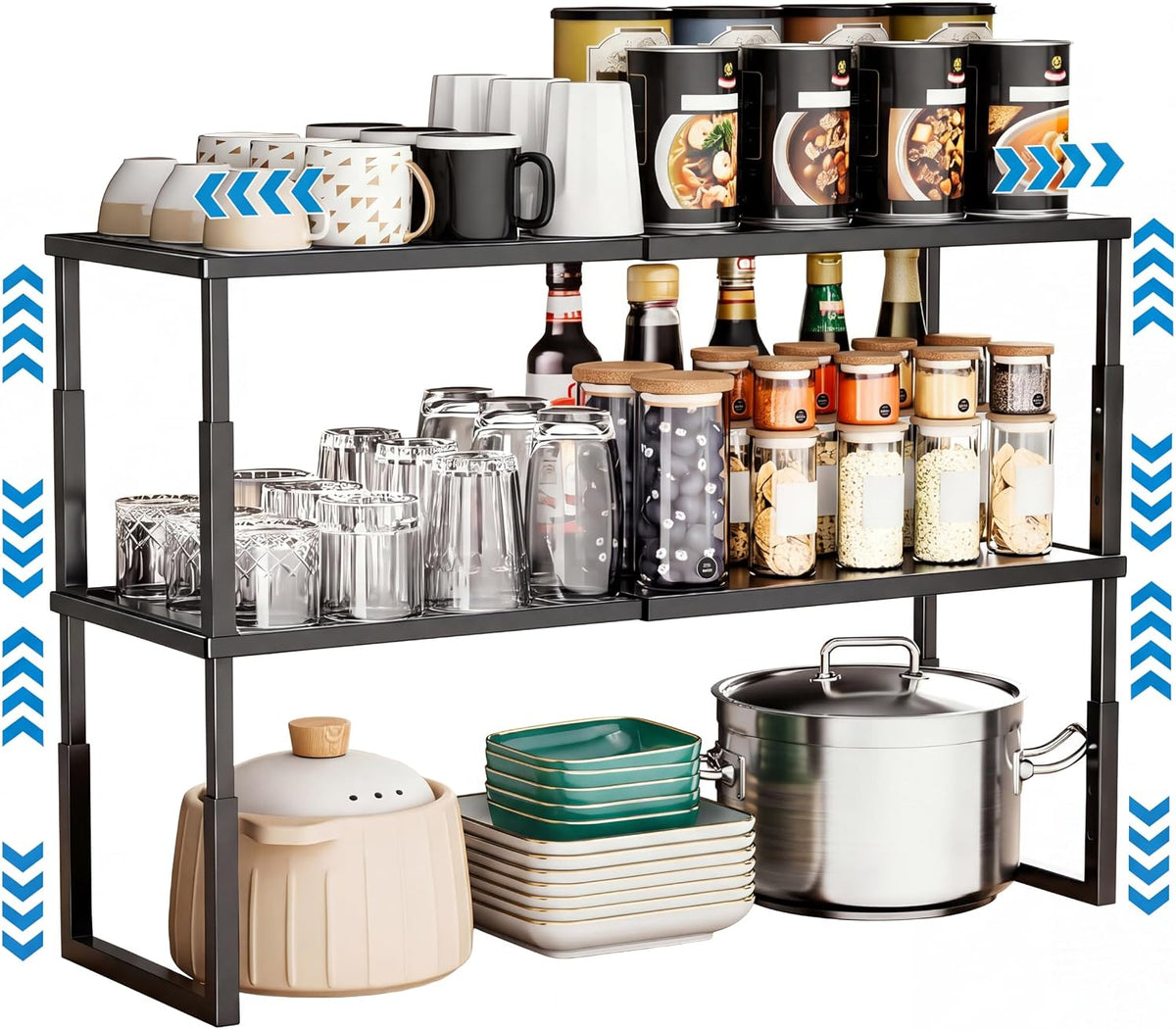 Cabinet Shelves, 2 Pack Stackable Shelves for Pantry Storage
