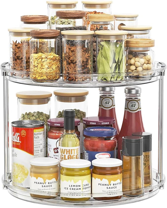 12in 2 Tier Lazy Susan Organizer Large Lazy Susan Turntable Rotating Spice Rack