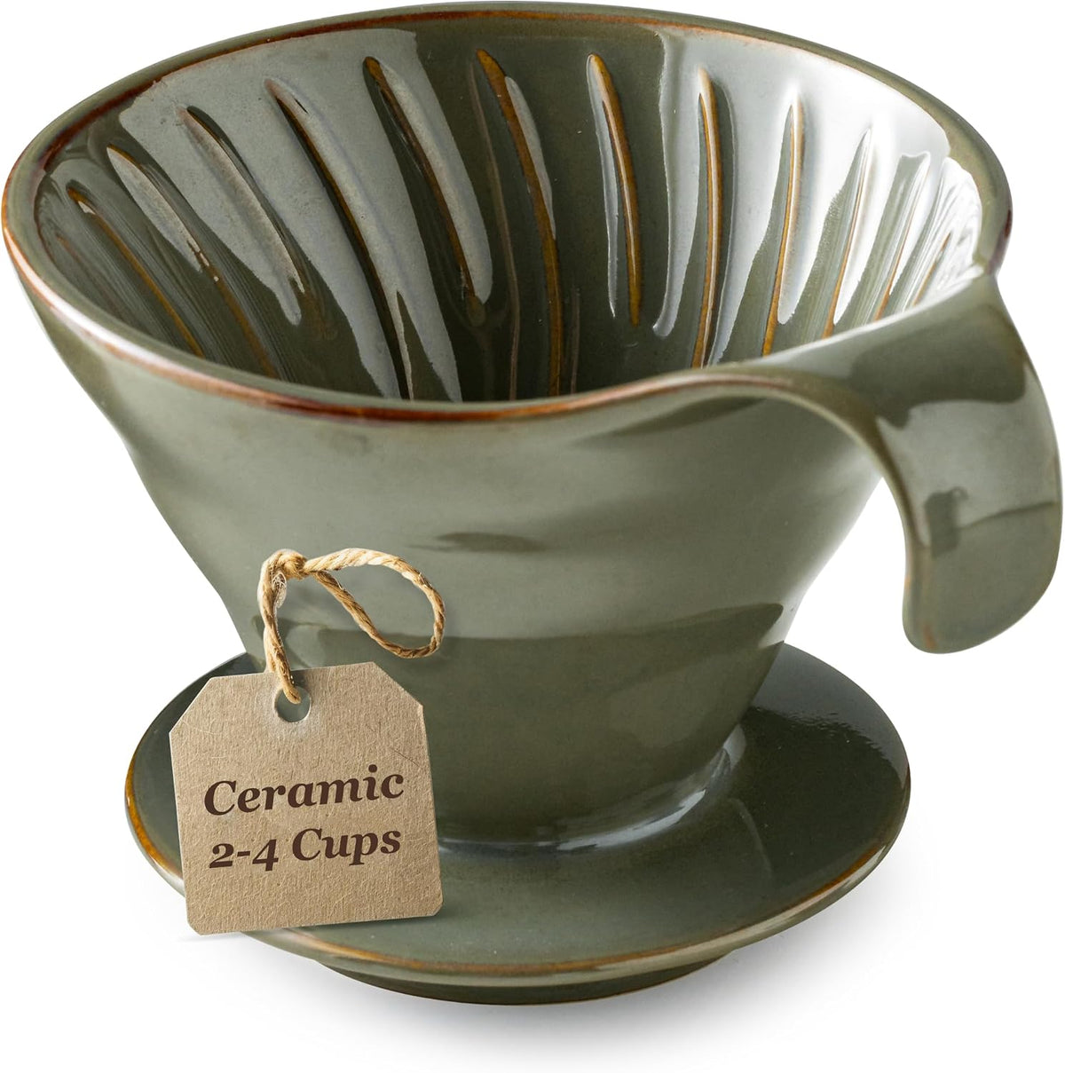 Pour Over Coffee Maker Ceramic Coffee Dripper, Single-Hole Cone
