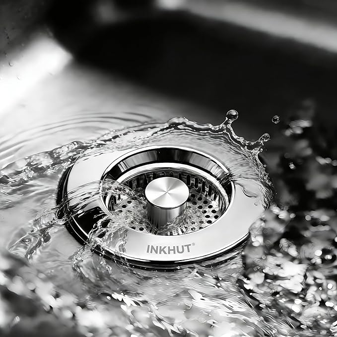 Upgraded 3 in 1 Kitchen Sink Drain Strainer - Stainless Steel Sink Stopper, Anti-Clogging Sink Food Catcher Basket, Fast Drainage Odor Filter Sink Plug for US Standard 3 1/2 inch Drain (Silver-2Pack)