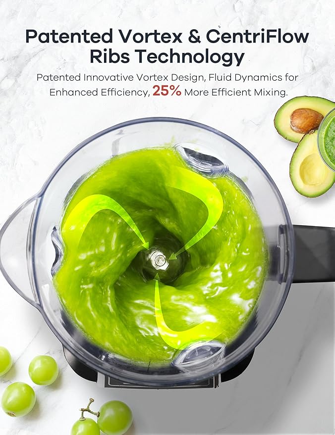 Ganiza Smoothie Blender, 1800W Peak Power Professional Countertop Blenders for Kitchen, 64oz Large Capacity Juice Pitcher with CentriFlow Ribs Patent, High-Speed Smoothie Maker for Ice/Frozen Fruit