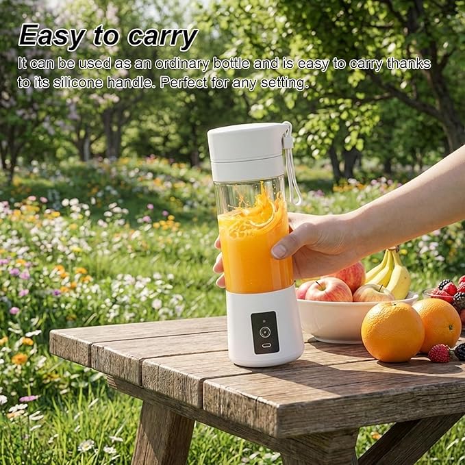 Portable Blender for Smoothies and Shakes, 2000mAh USB Rechargeable Personal Size Juicer Cup Electric Mini Blender with USB Rechargeable for Travel Sports Home Kitchen Office (White)
