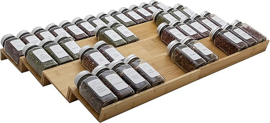 Bamboo Spice Rack Drawer Organizer, 8 Piece Set, 12" Wide