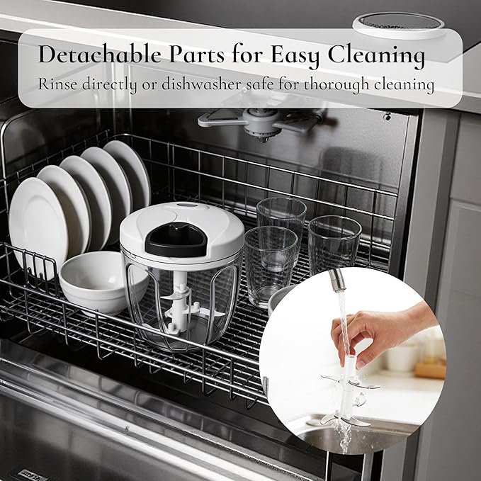 Manual Vegetable Chopper Pull String Food Chopper Sharp Blades Garlic Mincer with Container Onion Cutter for Chili Meat Nuts Herb