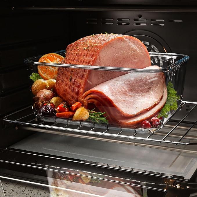 Large Glass Storage Containers with Lids 200oz/6000ml - Borosilicate Extra Large Glass Food Storage Containers for Rotisserie Chicken, Turkey - XL Big Glass Bowl Airtight Freezer to Oven Safe