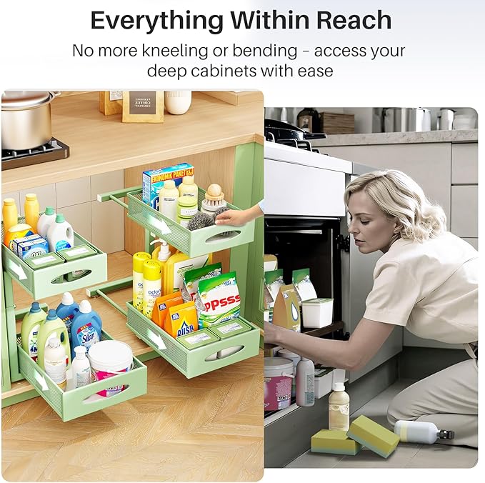 2 Pack Under Sink Organizer, Green