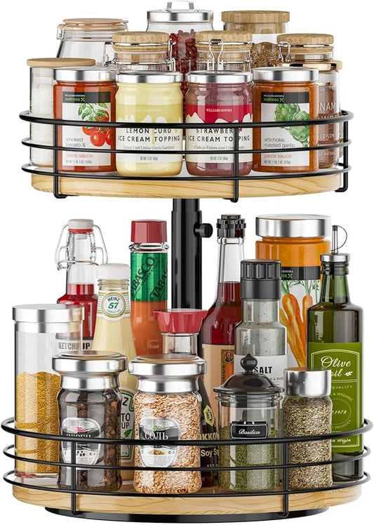 Lazy Susan Spice Rack Organizer Turntable Height Adjustable