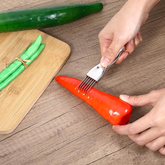 Green Onion Knife with Stainless Steel Blade,Garlic Slicer,Green Onion Slicer Shredder Knife,Kitchen Tool Vegetable Cutter Sharp 6 Blade,6.4''X0.8'',Non-slip Handle