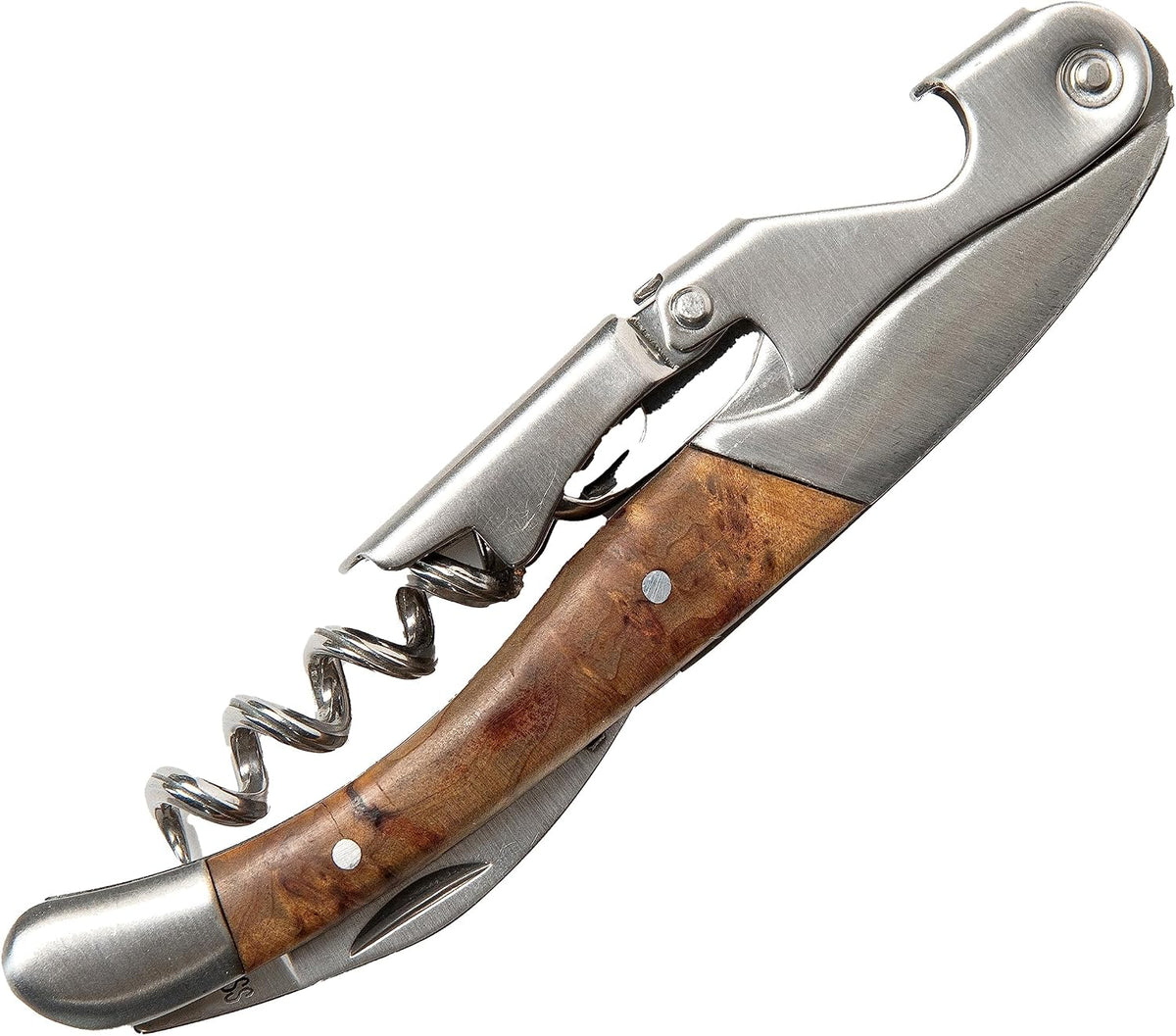 The Premium Professional Corkscrew Wine Opener with Elegant Wood Handle, Manual Wine Key with Foil Knife and Cap Bottle Opener for Bartenders, Waiters and Sommeliers