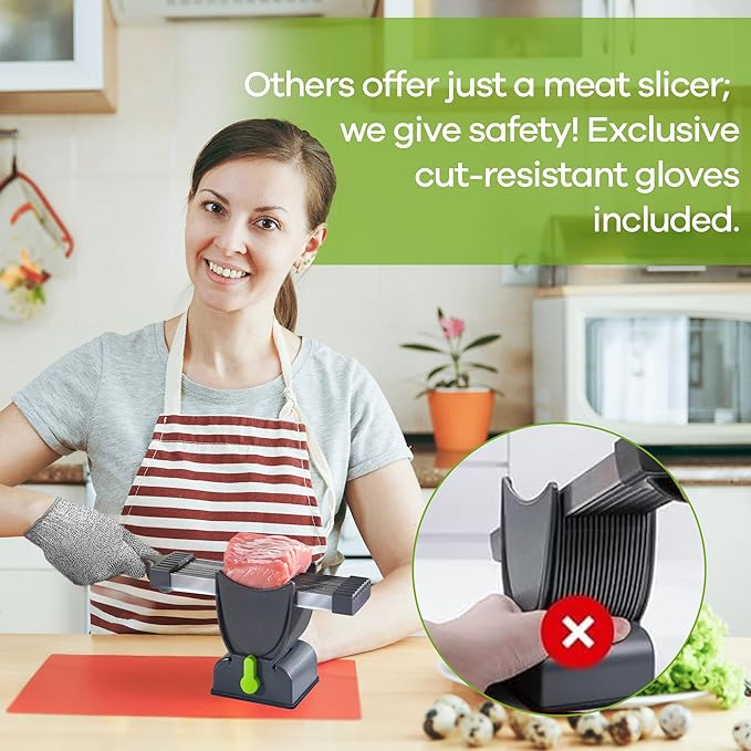 NIOSAV Fresh meat slicer,meat chopper,manual meat cutter,Food slices and minced fresh beef, pork, and mutton,2MM/4MM Cutting meat,Cut-Resistant Gloves