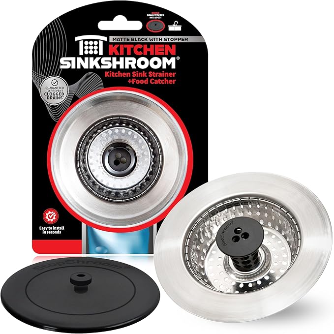 SinkShroom Revolutionary Clog-Free Sink Strainer Basket with Stopper, Stainless Steel