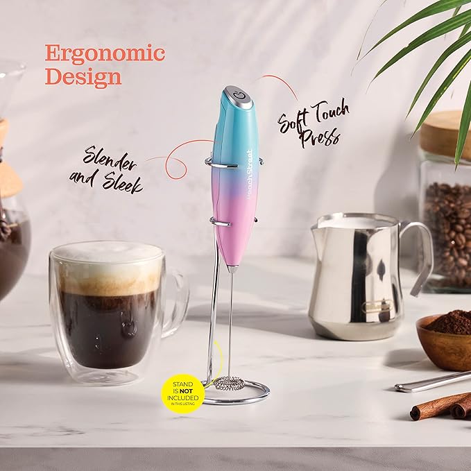 Powerful Handheld Milk Frother, Mini Milk Foamer, Battery Operated (Not included) Stainless Steel Drink Mixer for Coffee, Lattes, Cappuccino, Frappe, Matcha, Hot Chocolate.