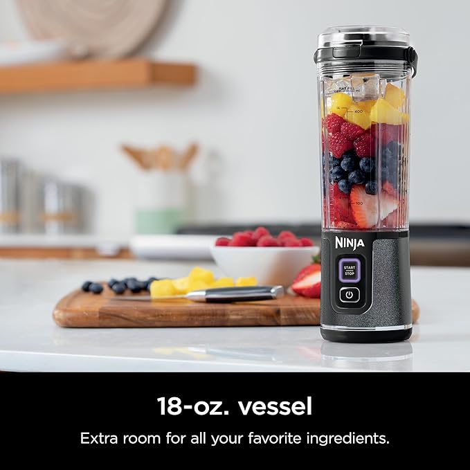 Ninja Blast Portable Blender, Cordless, 18oz. Vessel, Personal Blender for Shakes & Smoothies, BPA Free, Leakproof Lid & Sip Spout, USB-C Rechargeable,NAVY/SILVER, BC1555NV (Renewed)