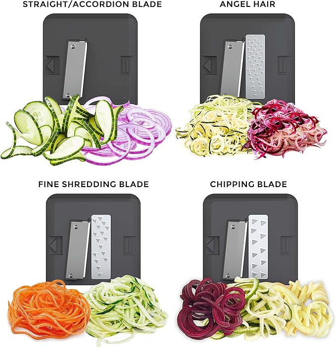 Mueller Pro Multi-Blade Spiralizer, Zucchini Noodle Maker, Vegetable Slicer Zester Chopper Dicer, ProQuality, Only Model to Make Round Veggie Pasta, Not Flat Julienne Noodles