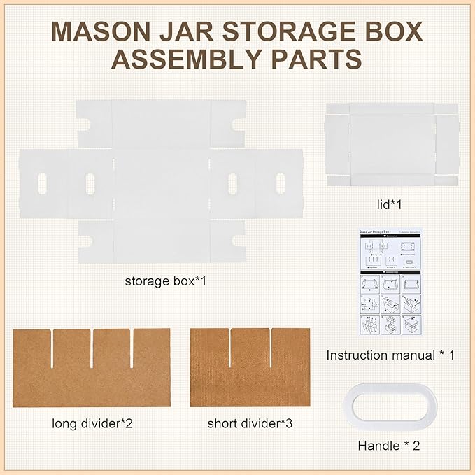 3 Pcs White Canning Jar Storage Boxes, Fits 32 oz Regular or Wide Mouth Jars, 12 Cells, Mason Jar Organizer
