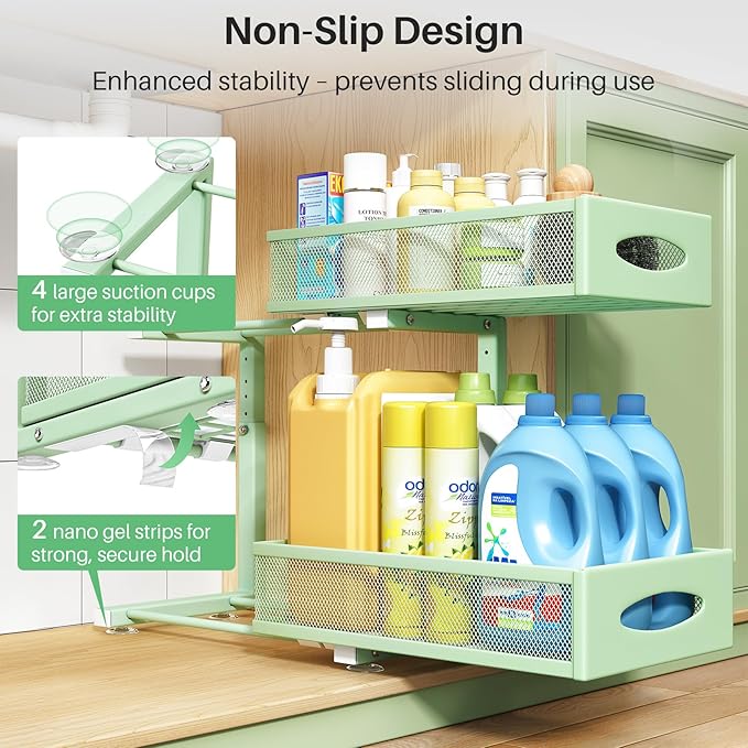 2 Pack Under Sink Organizer, Green