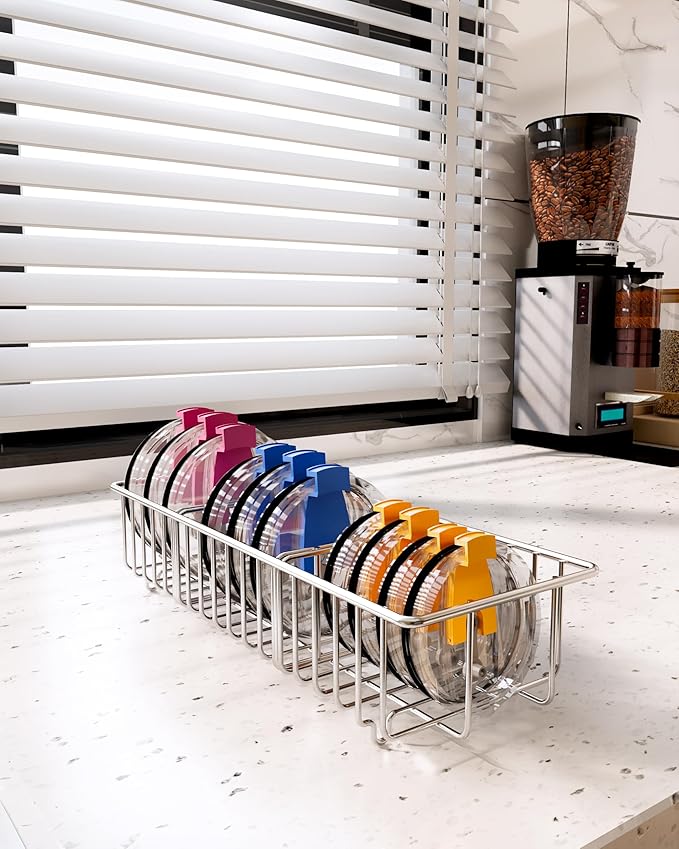 YQh 2Pack tumbler lid organizer,lid holders inside cabinet,mason jar lid organizer,Inner Tumbler Lid Storage Rack in Drawer,3 Compartments, 304 Stainless Steel, Durable Non-Rusting