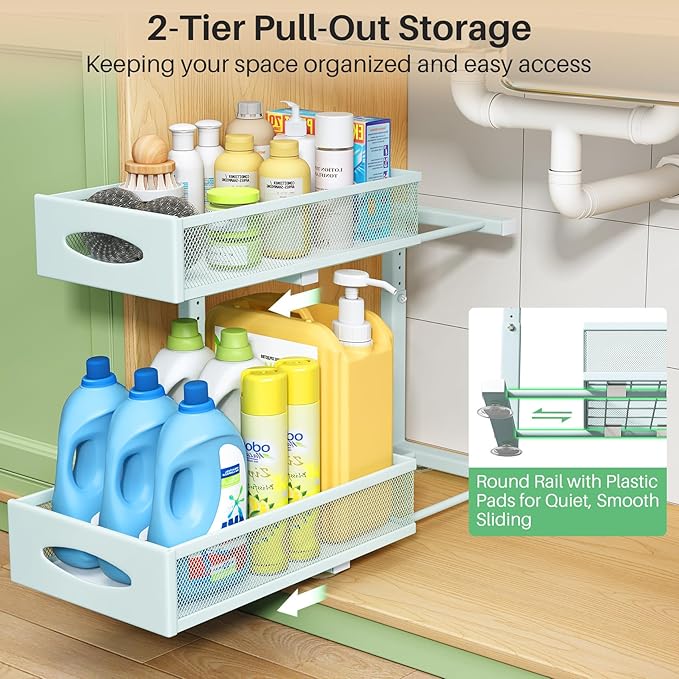 2 Pack Under Sink Organizer, Blue