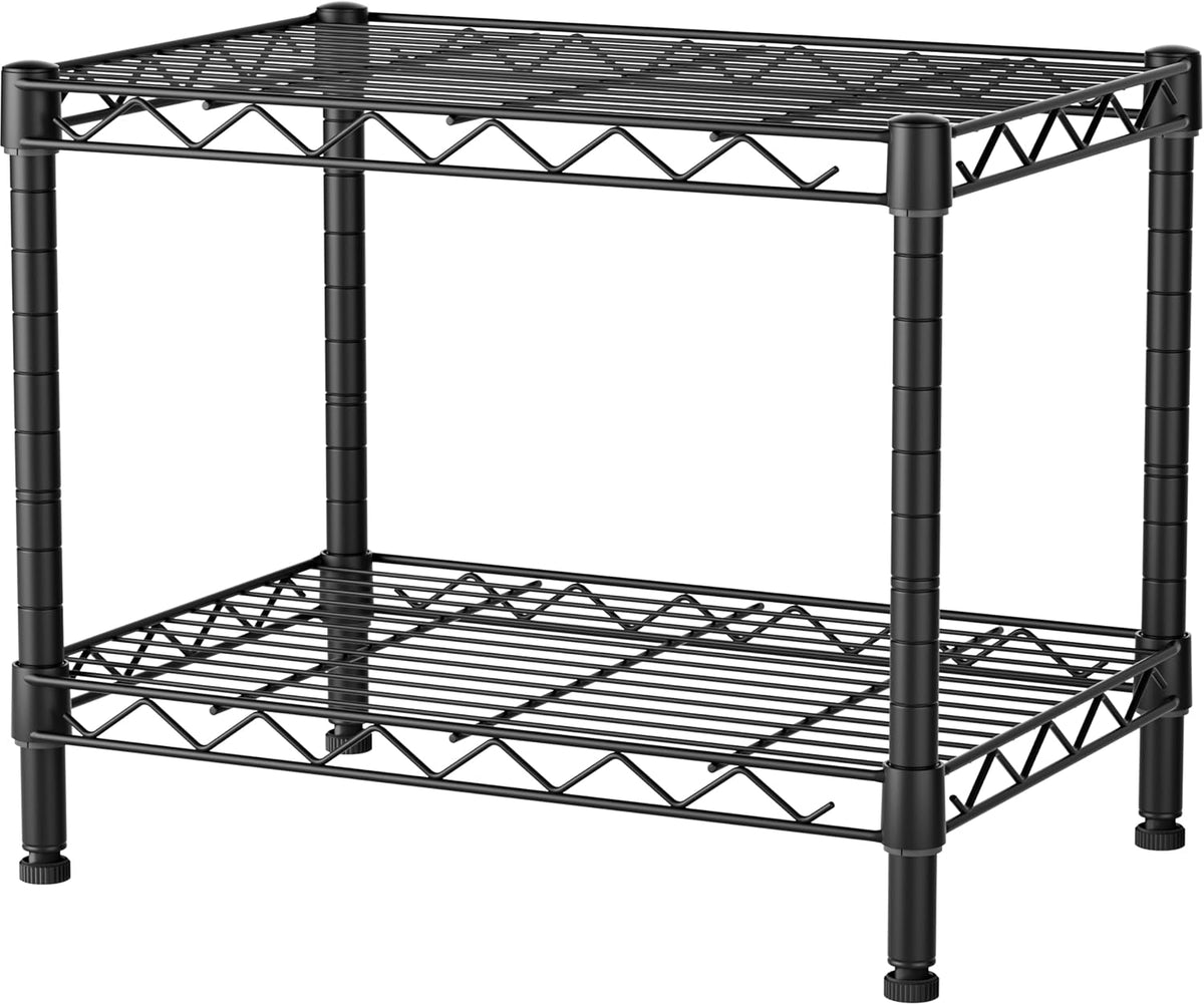 Small Wire 2 Shelves Pantry Metal Shelf Floor Organizer Under Desk