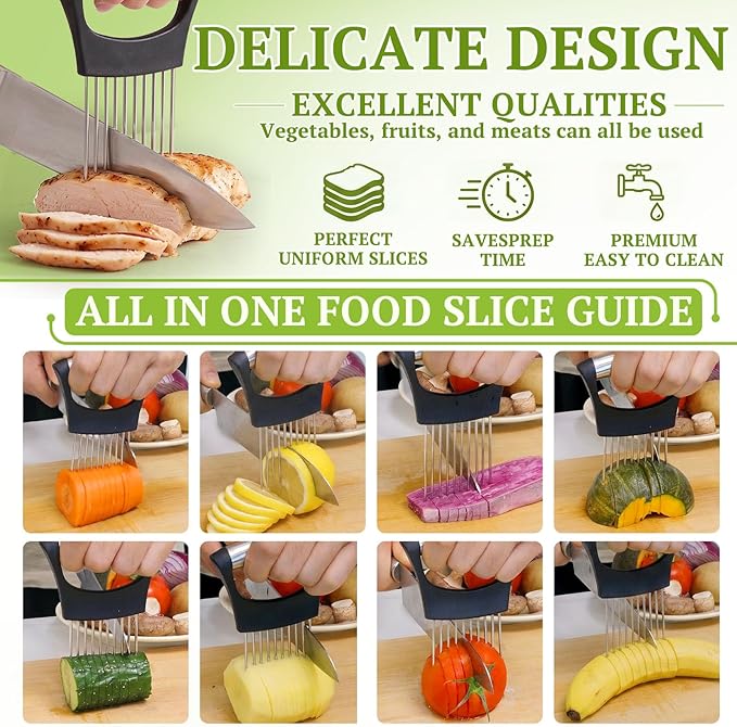 Hendiy Onion Holder for Slicing and Large Crinkle Cutter French Fry Cutter, Onion Slicer Veggie Chopper, Tomato Slicers Potato Wavy Chopper, Kitchen Food Slicer（One Onion Slicers & One Potato Cutter）