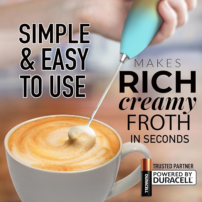 Zulay Kitchen Milk Frother Handheld Electric Whisk with AA Duracell Batteries – Durable Drink Mixer for Coffee, Lattes, Cappuccinos & More - Cupcake