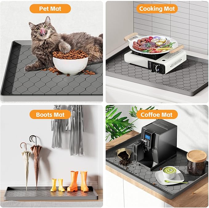Winisok Silicone Under Sink Mat 34" x 22", Kitchen Essentials and Gadgets, Shelf Liner and Cabinet Protector, Home Organizers and Storage, Waterproof Bathroom Tray