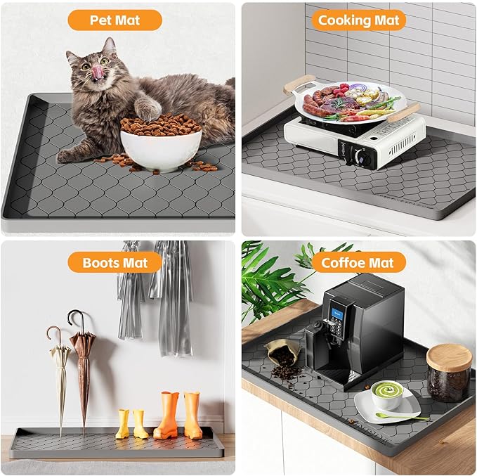 Winisok Silicone Under Sink Mat 22" x 22", kitchen Essentials and Gadgets, Shelf liner and Cabinet Protector, Home Organizers and Storage, Waterproof Bathroom Tray
